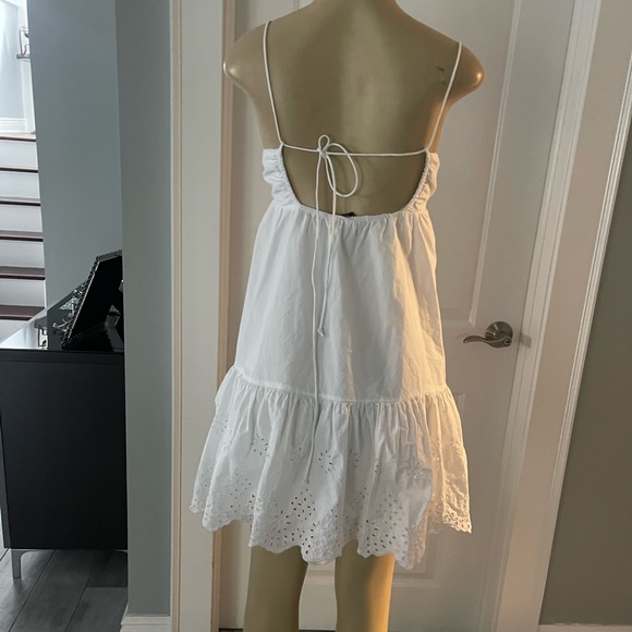 ZARA OPENWORK EMBROIDERED WHITE SUMMER  DRESS - Picture 7 of 7